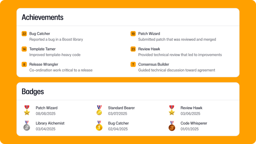 Contribute to earn badges, track your progress and grow your impact