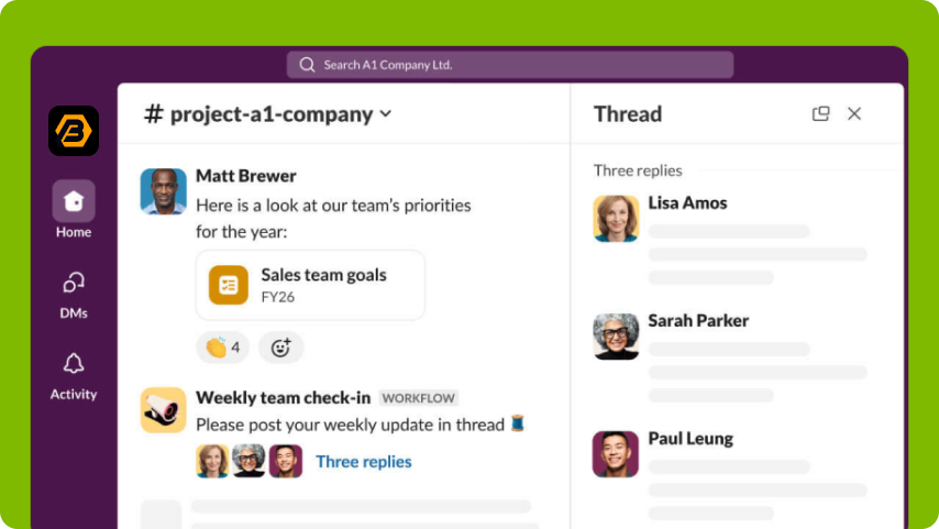 Preview of the Boost Slack workspace
