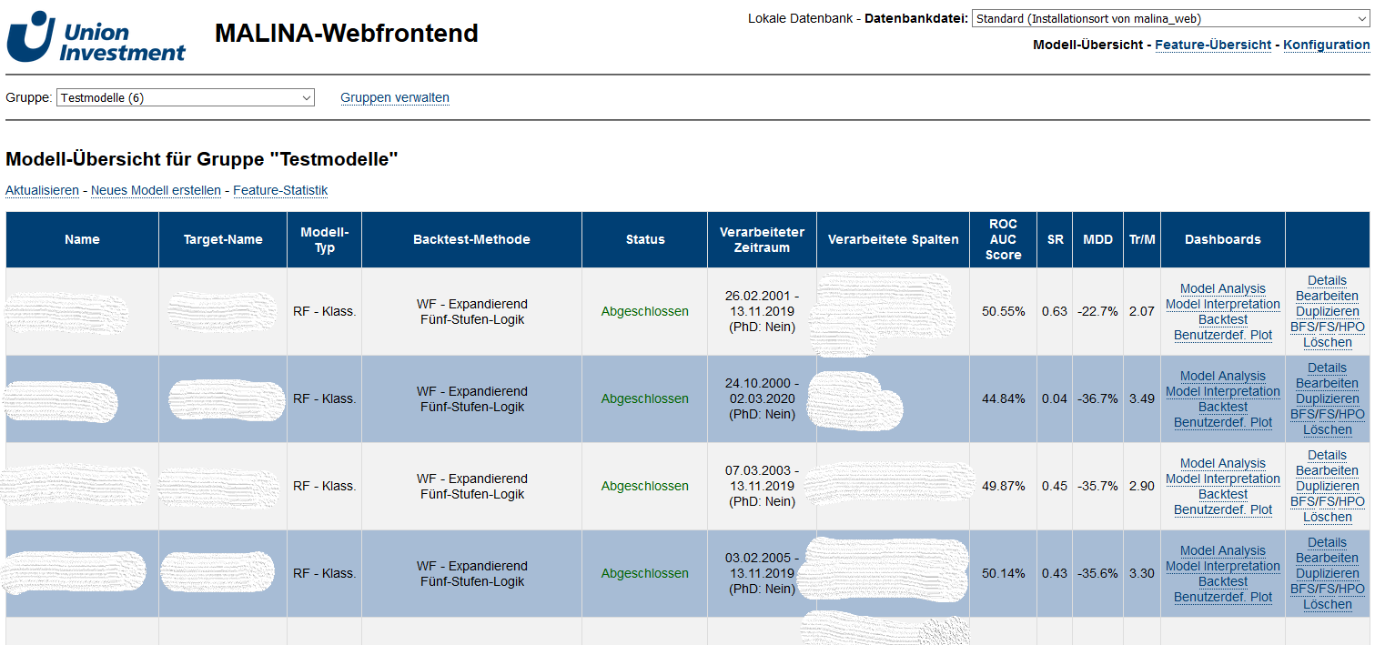 Screenshot of our web-based user interface powered by Python and the Django framework.